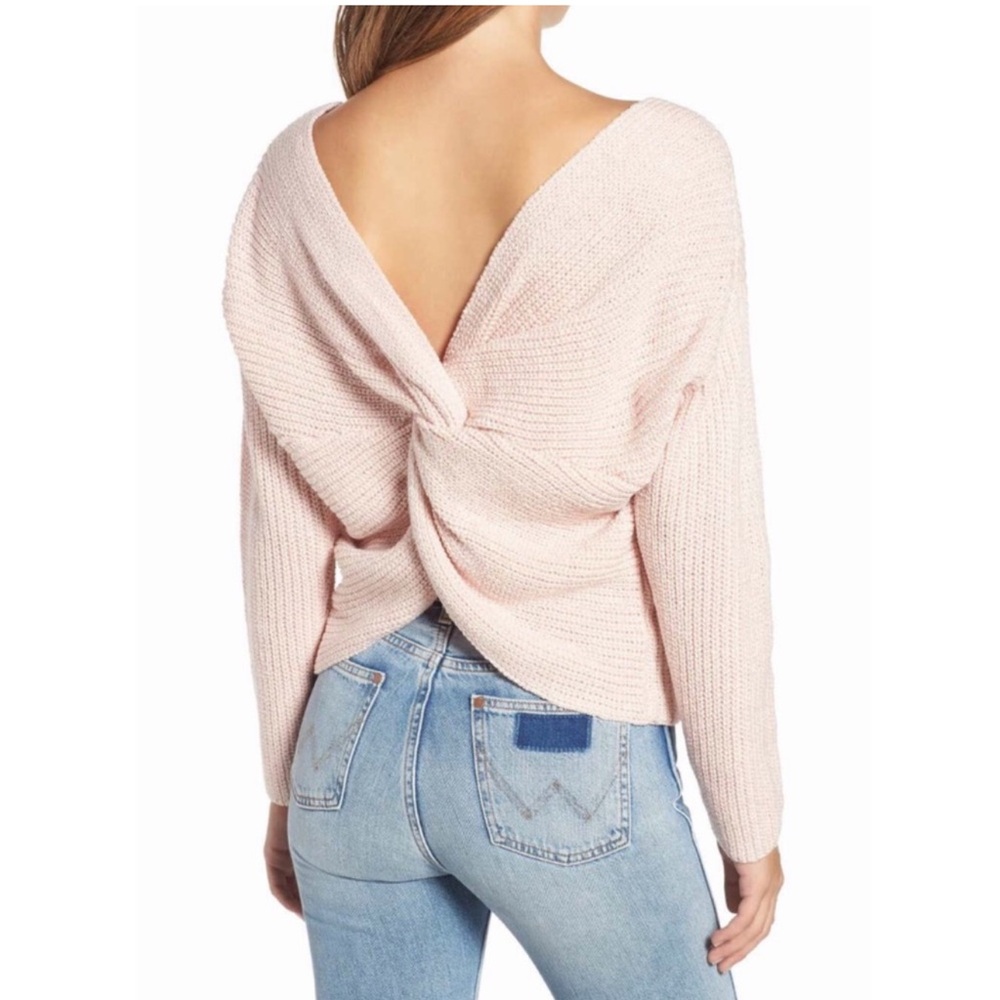 Astr Light Pink V-Neck Sweater